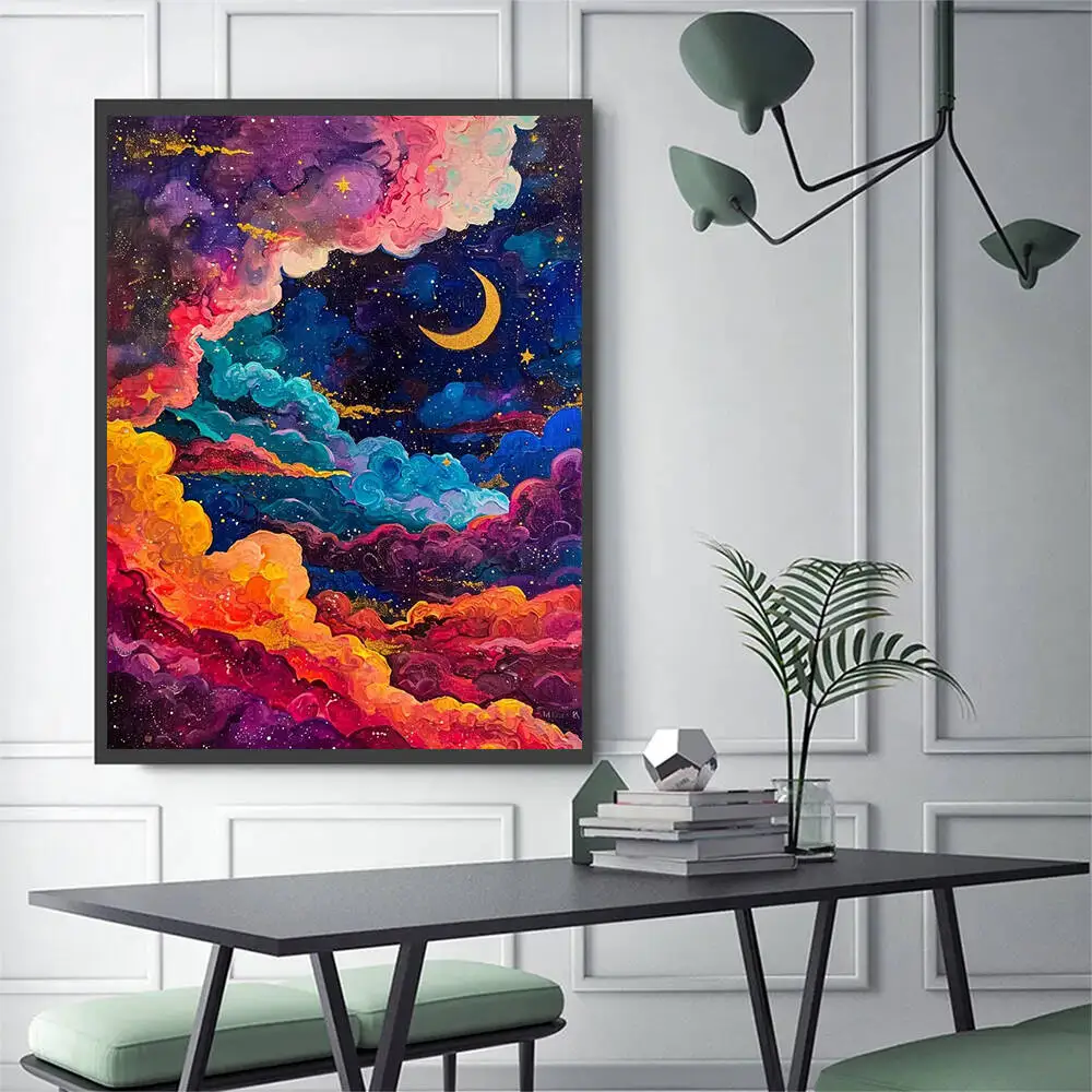 Huacan Diamond Mosaic 5d Starry Landscape Handmade Diamond Painting Embroidery Kits Cross Stitch Wall Decor Living Room view 3