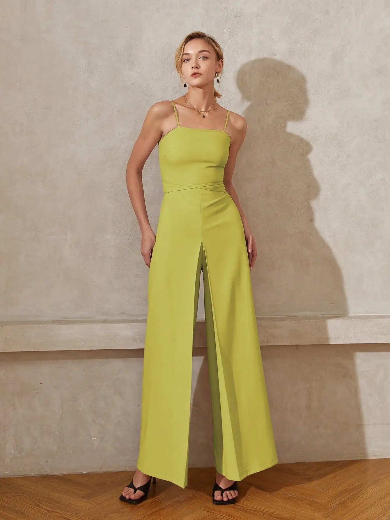 AEL Ladies Holiday New Casual Solid Wide Leg High Waist Sleeveless Jumpsuit Women Chic and Elegant Jumpsuits