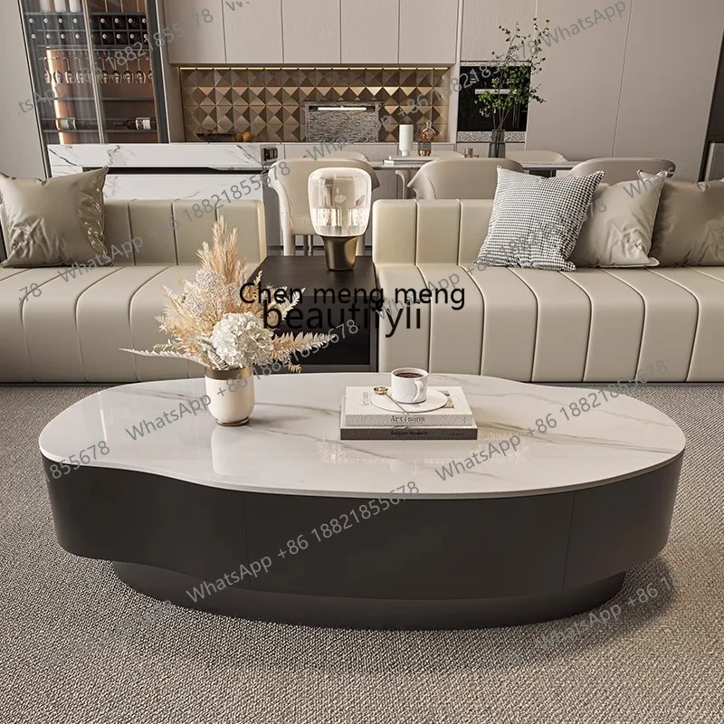 Slate mango coffee table modern oval living room home simple