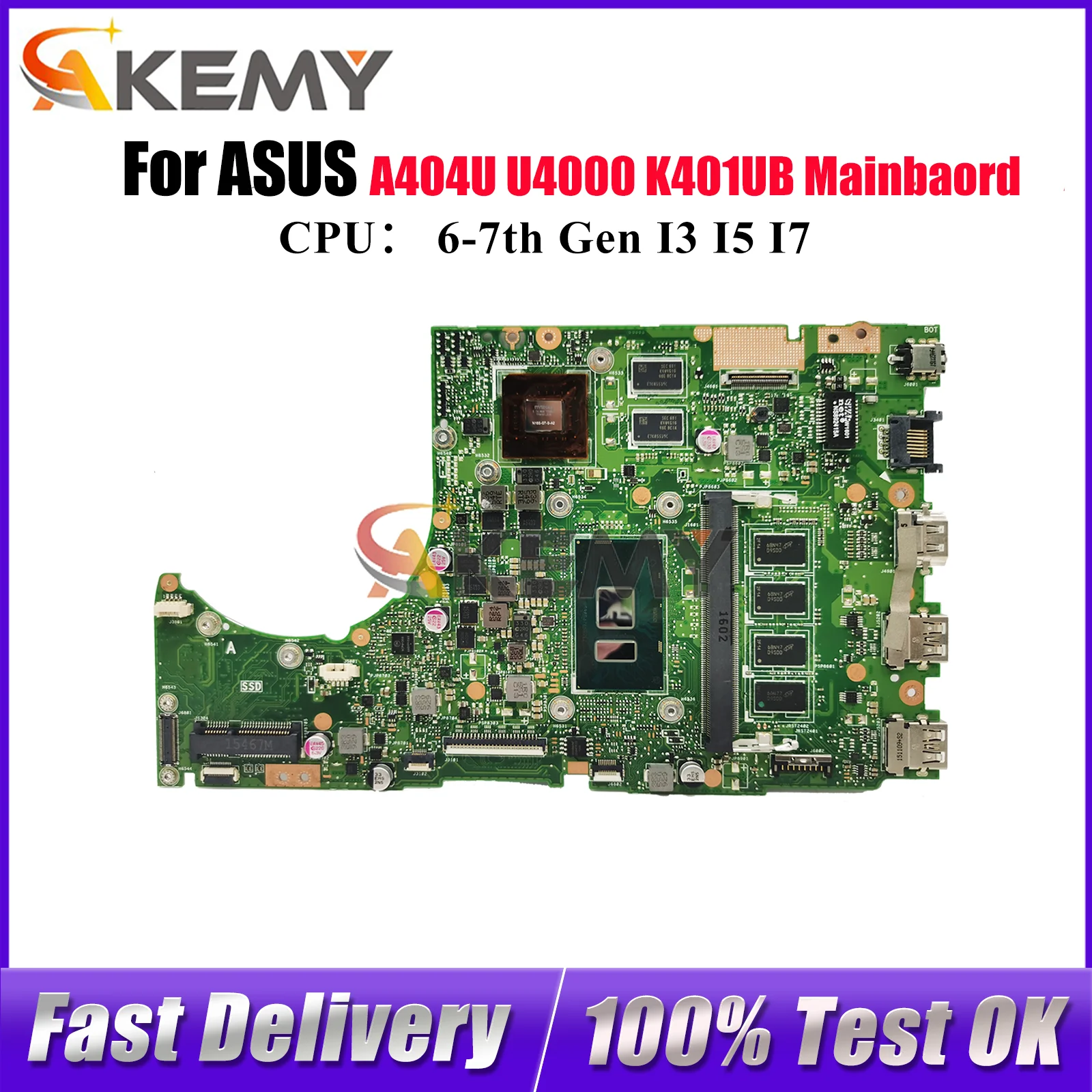 

K401UB Материнская плата для ноутбука ASUS VivoBook U4000 K401UB K401UQK K401U A404U K401UQ Материнская плата с процессором I3 I5 I7 в порядке быстрая доставка
