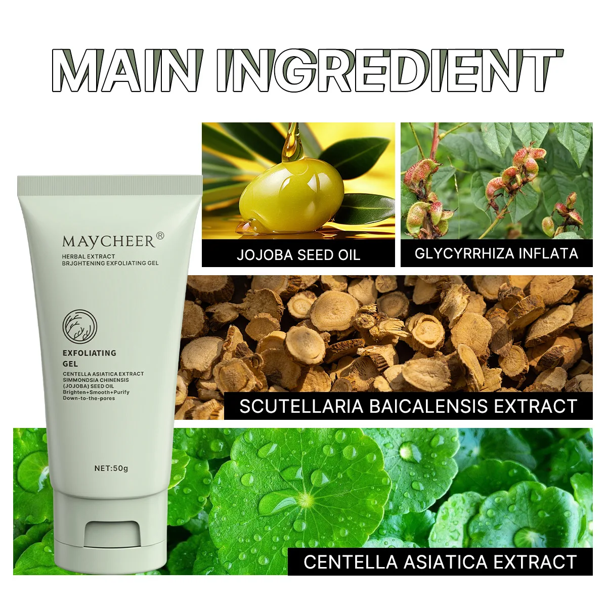 هلام تقشير عشبي مقشر الوجه فرك ترطيب مغذي إصلاح الدعك كريم وجه العناية بالبشرة الجمال