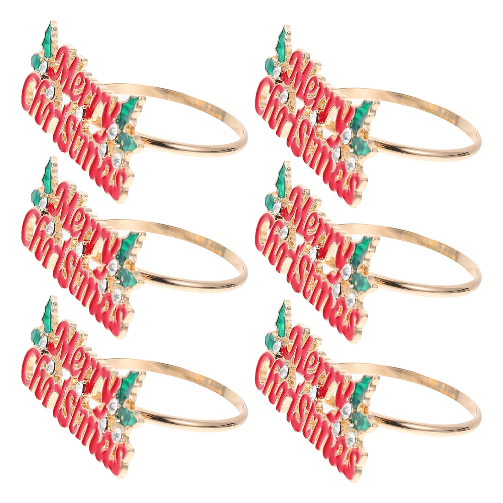 

6pcs Christmas Rings Red Lovely Xmas Home Decors Holders Christmas Accessories Buckles Party Napkin Decor Restaurant Table Decor