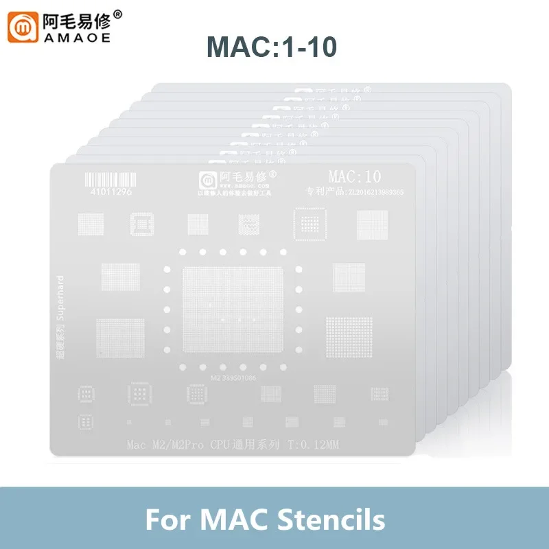 AMAOE MAC1-10 Planting Tin Steel Mesh for WIFI M1 M2 A2159 Hard Disk Main Control SSD BGA Reballing Stencil Template