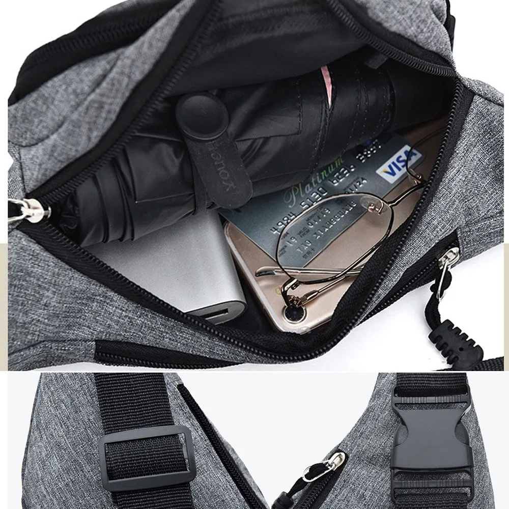 New Canvas Waist Bag Waterproof Zipper Banana Bag Breast Package Men Women