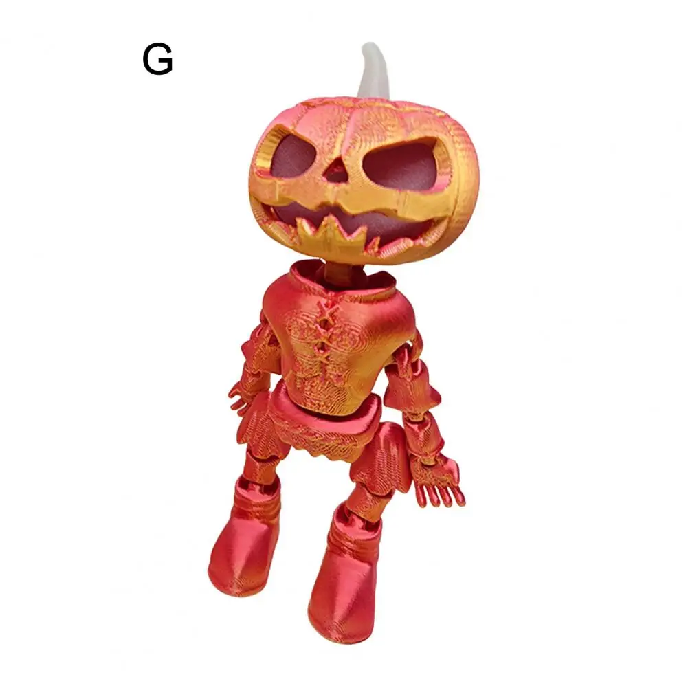 Poseable Pumpkin Man Doll Glow-in-the-dark Pumpkin Man Figurine Jack O Lantern Ornaments for Halloween House Party for Kids