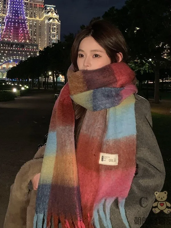 thick-warm-long-plaid-tassel-scarf-women's-winter-shoulder-wrap-soft-cozy-neck-protection-versatile-scarf-versatile-scarf