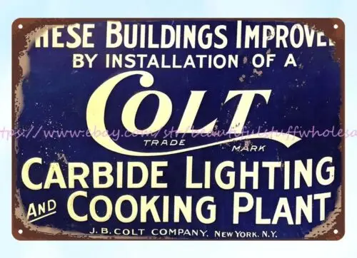 Tin Plaque home furnishings COLT CARBIDE LIGHTING metal tin sign