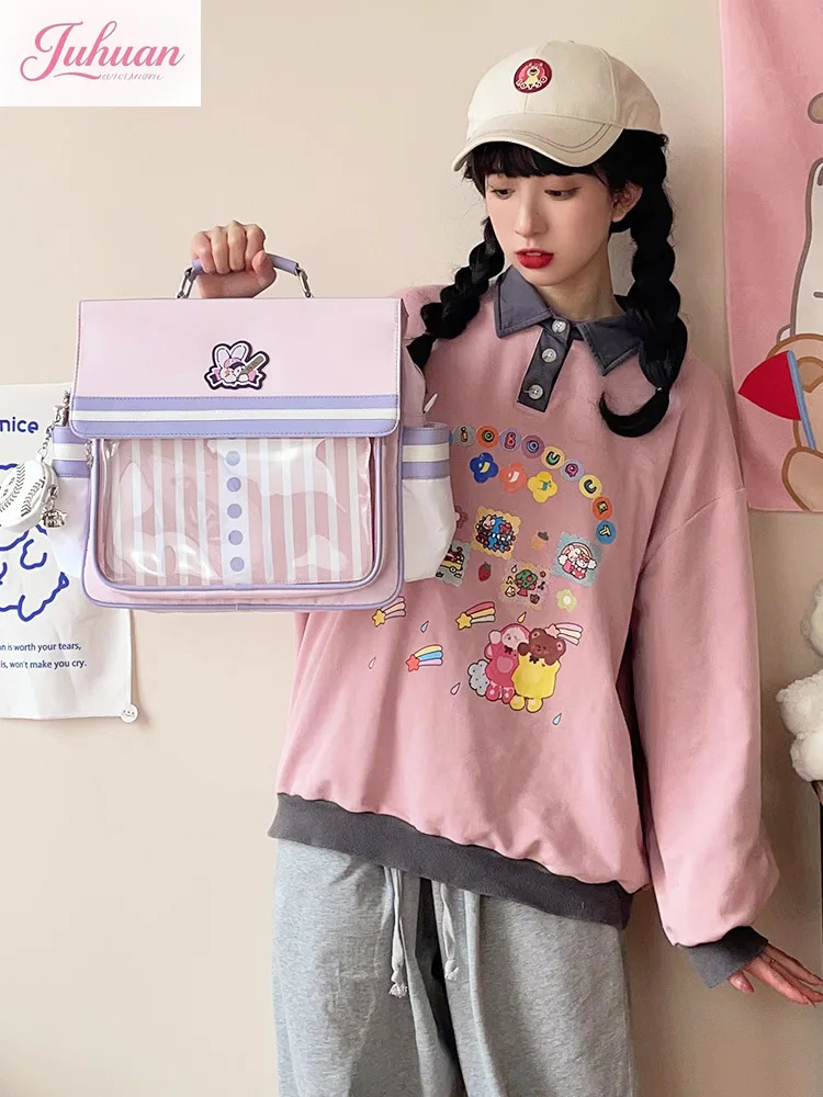 

Оригинальная бейсбольная сумка Lta с кроликом, большая вместимость, детская сумка 15 см, сумка через плечо, японский студенческий индивидуальный рюкзак для девочек для женщин