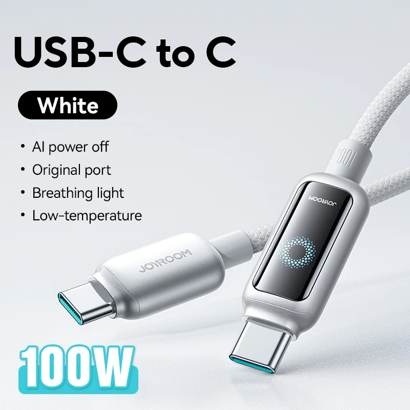 Joyroom 100 W USB-C-Kabel, automatische Abschaltung, Schnellladung, Typ-C-Kabel für iPhone 16 15 Pro Max, Xiaomi Samsung Huawei
