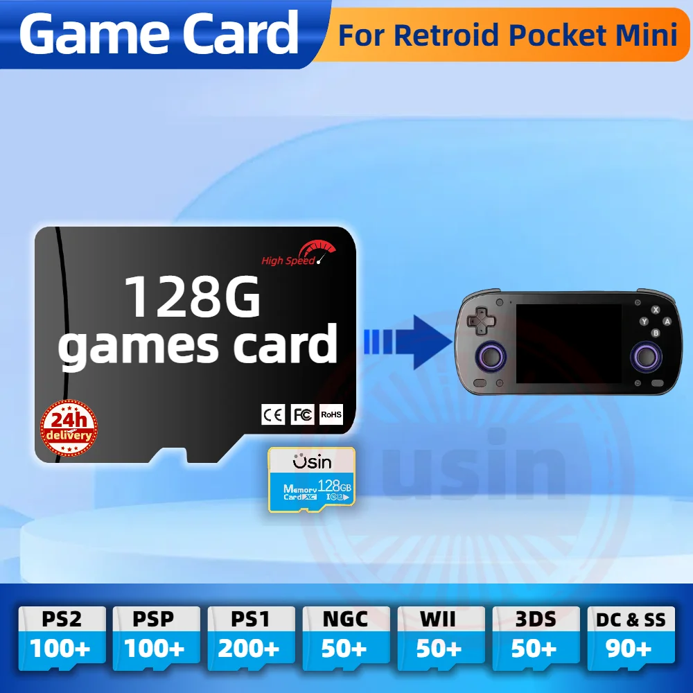 Game Card For Retroid Pocket Mini RPmini TF Retro Games PS2 PSP PS1 Android portable Handheld Gaming SD Card High Speed 128G