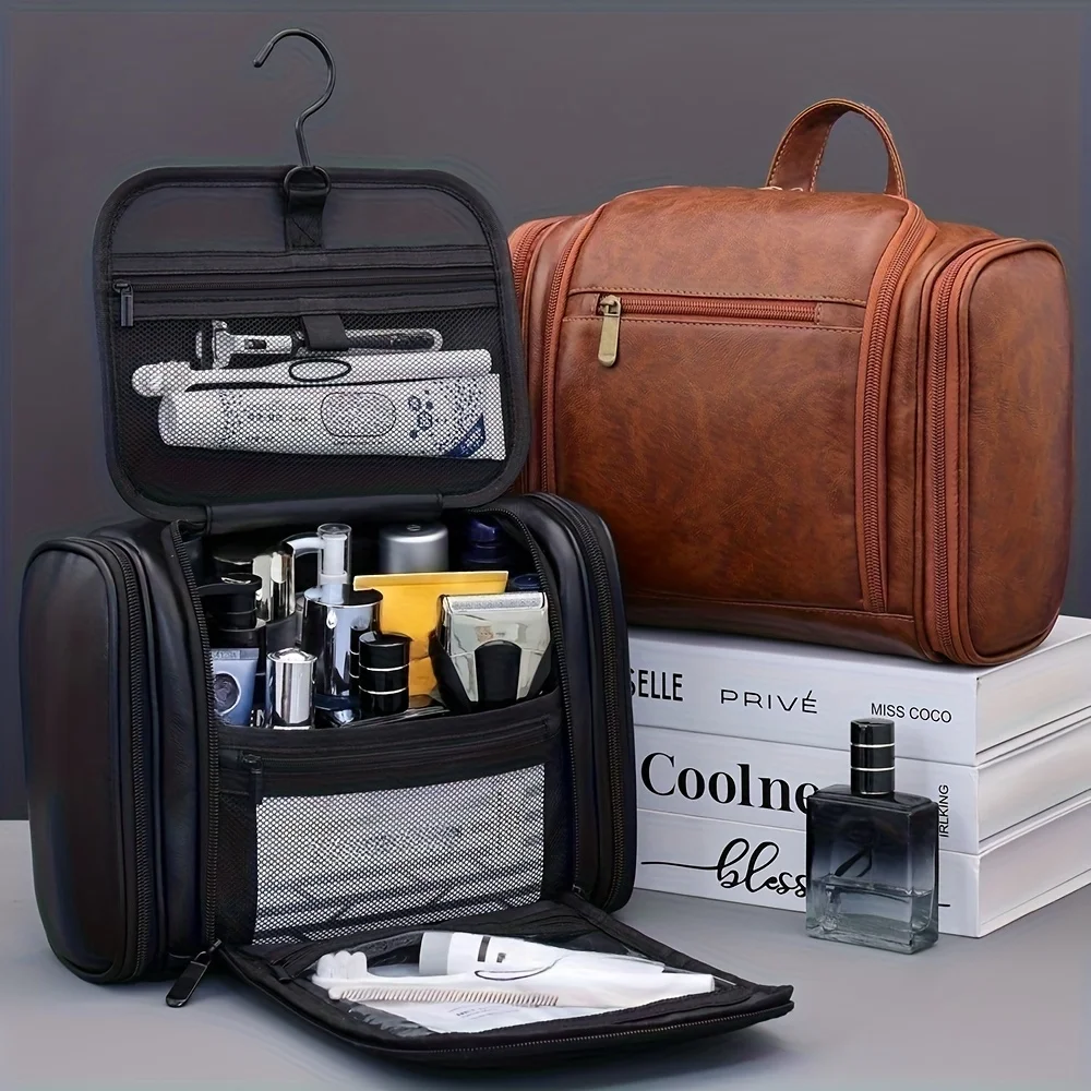 

Portable Multi Compartment Wash Bag with Hanging Hook, Unisex Travel Toiletry Storage Pouch, Lightweight Daily Outdoor Organizer