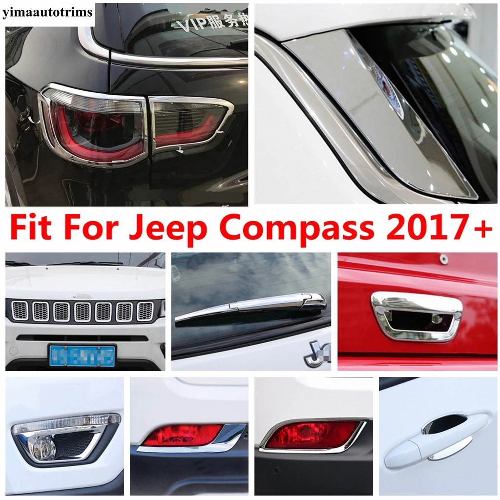 

Fog Light Lamp Eyebrow / Handle Bowl / Window Wiper Cover Trim For Jeep Compass 2017 - 2021 ABS Chrome Accessories Exterior Kit