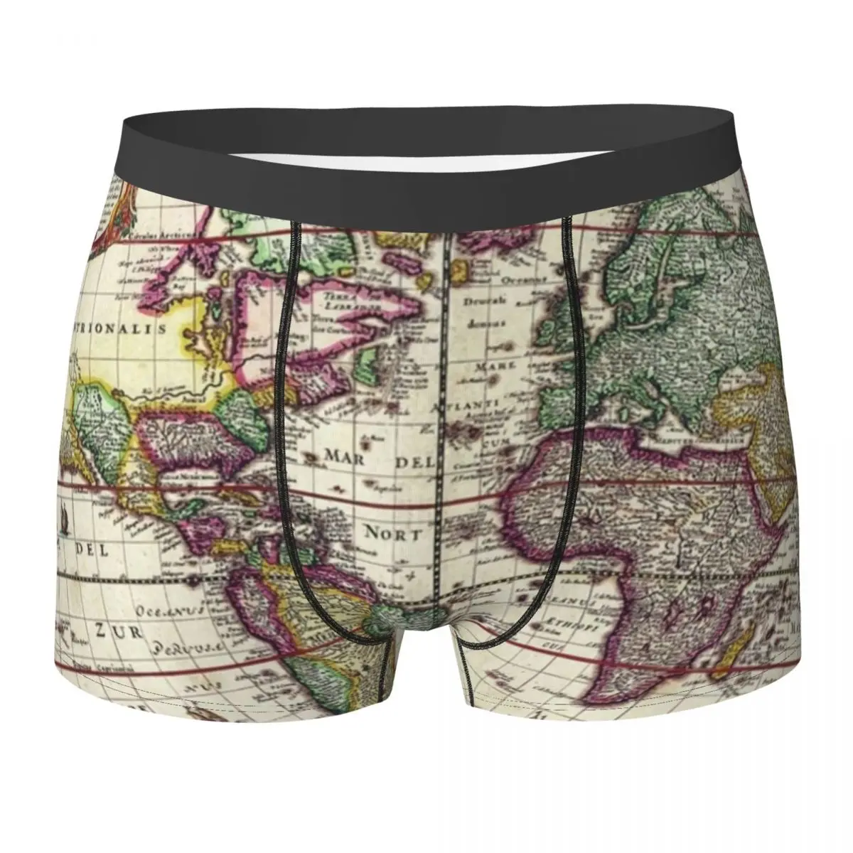 Earth Map Underwear Vintage 1652 World Map Printing Boxer Shorts Hot Men's Underpants Plain Shorts Briefs Gift