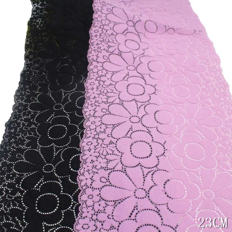 

40Yards Black Purple Floral Embroidery Stretch Elastic Lace Trimmings Clothes Lingerie Bra Dress Costume Sewing Fabrics