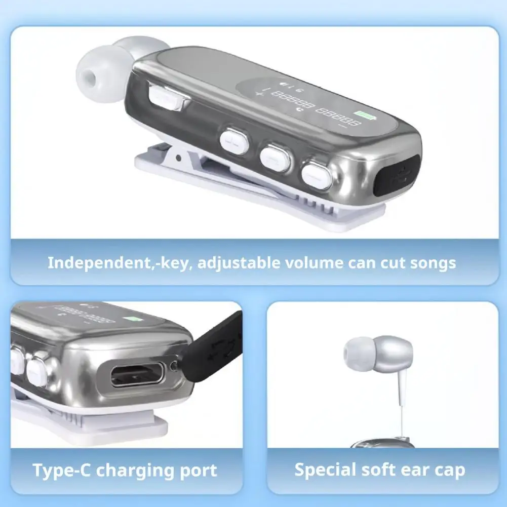 سماعات أذن بدون استخدام اليدين، سماعات أذن لاسلكية بخفيفة الوزن مع شاشة رقمية مقاومة للماء للضوضاء