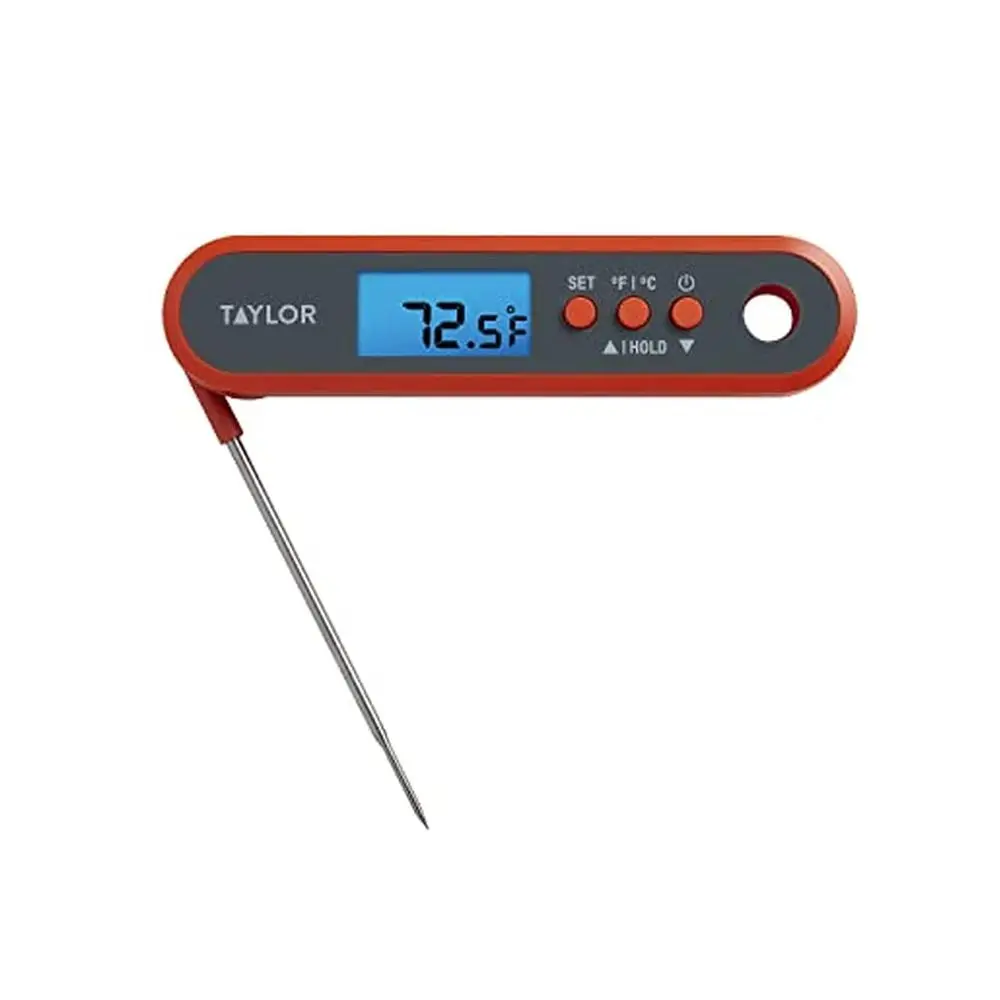 

Digital Waterproof Kitchen Food Thermometer with Folding Probe, Programmable Presets, Backlit Display for Cooking