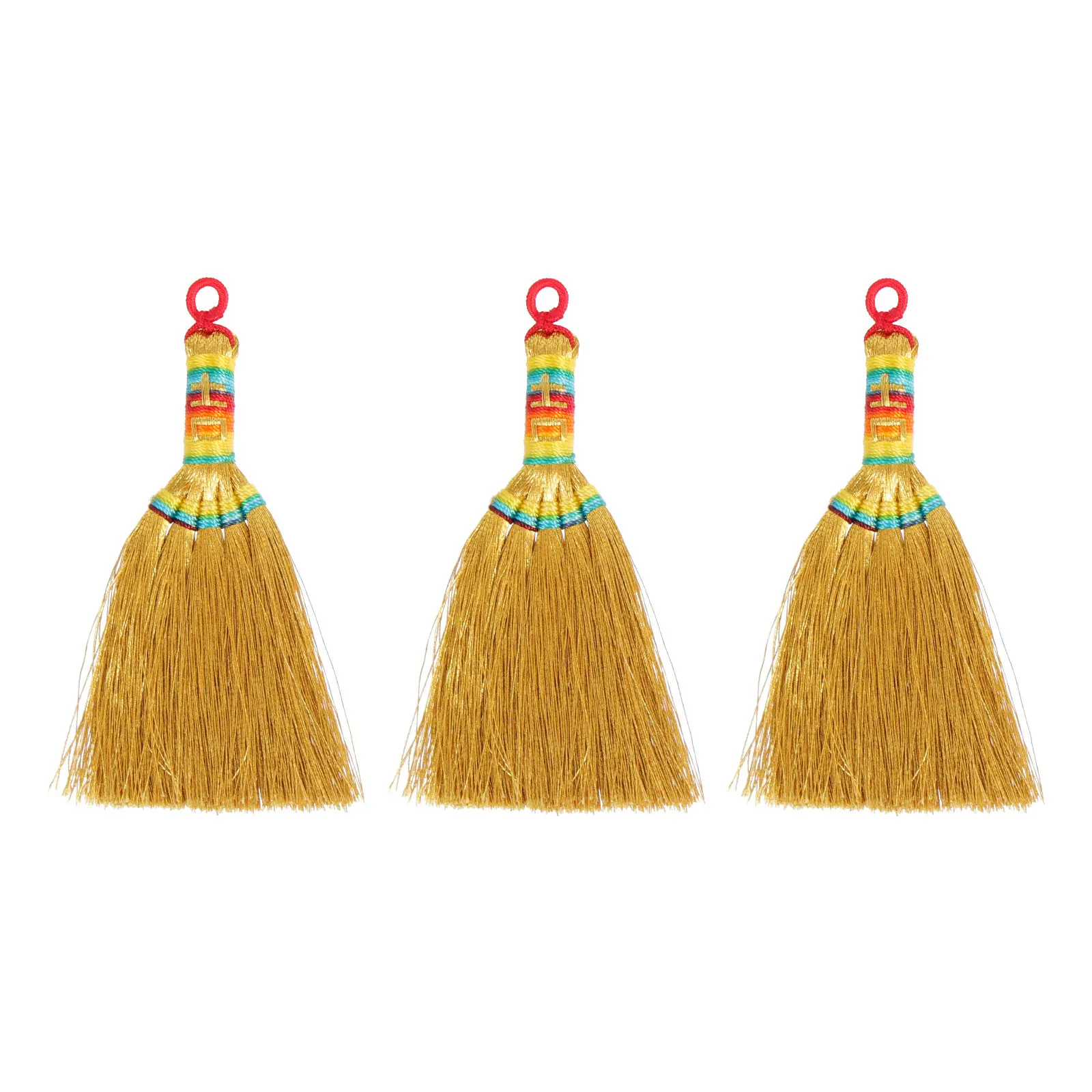 3Pcs Creative Retro Broom Shape Pendant Bedside Decor Keychain DIY Craft Sorghum Seedlings Hanging Ornaments Exquisite Key