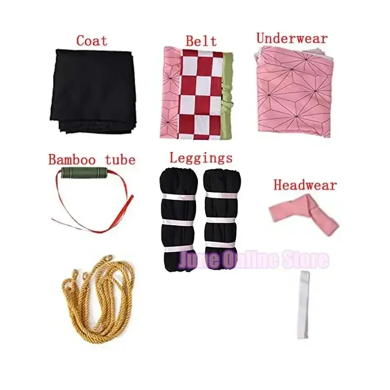 Anime Kamado Nezuko Cosplay Fantasias, Assassino de Demônios, Kimetsu no Yaiba, quimono, Haori, peruca, tamancos, terno para adultos, crianças, Halloween