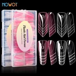 MOWOT New 150pcs Nail Dual Form with Rim Inside French Poly Nail Gel Quick Building Mold Full Cover Acrylic Extension Top Forms