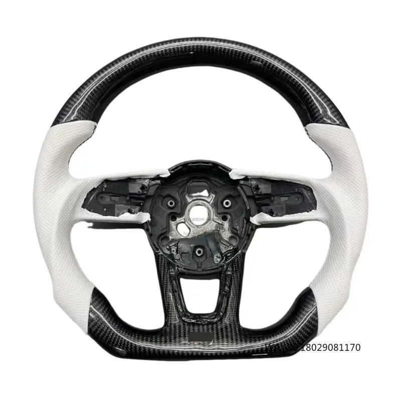 

Обновление рулевого колеса автомобиля из белой перфорированной кожи и углеродного волокна, совместимое с моделями Audi A3 A4 A5 A6 Q5 A7 Q3