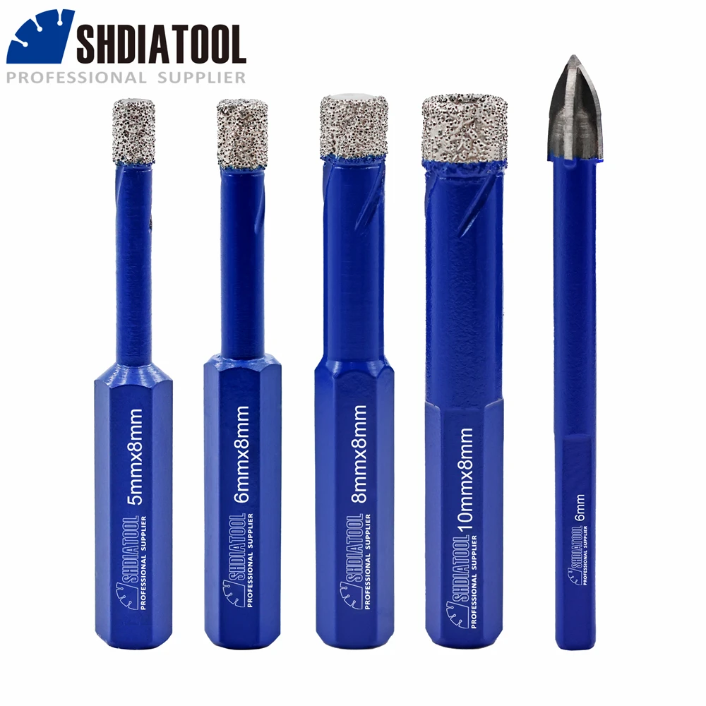 SHDIATOOL-Diamond Drilling Core Bits, Hexagonal Buraco Saw Opener, Porcelanato, Granito, Mármore, Coroas de cerâmica, cortador, 5-12mm