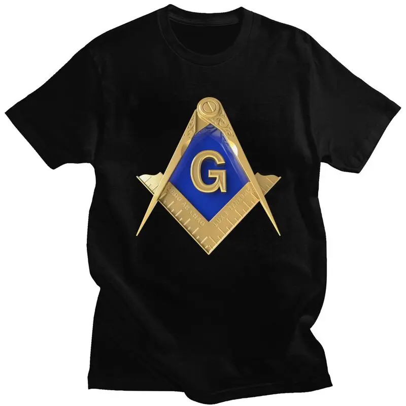 Custom Freemason Gold Square Masonic T Shirts Men T-shirts Casual Tee Slim Fit Tshirts Gift