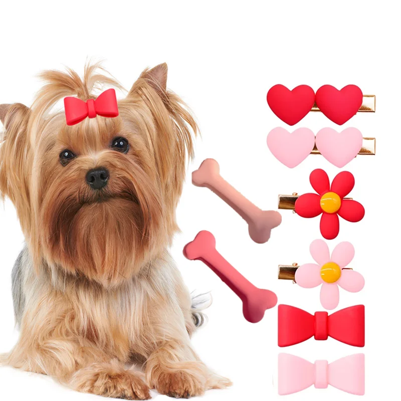 2023 New Pets Dogs Hair Clips Dog Bone Shape Dog Hairpin Puppy Cat Hair Grooming Accessories for Small Dog Hair Accessories