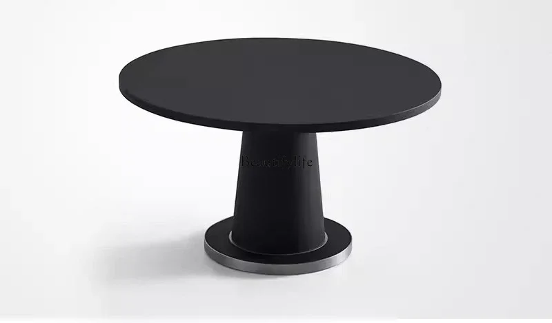 

Solid wood wabi silent wind black retro dining table minimalist light luxury household small apartment dining table