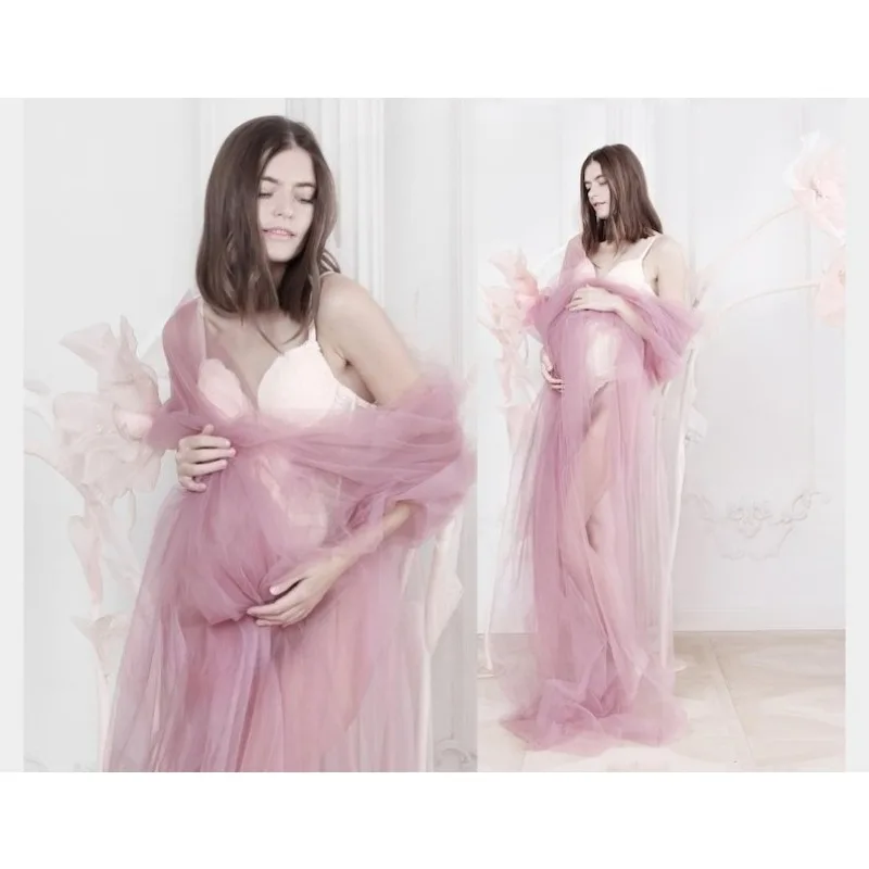 

5M/10M Sheer Tulle Maternity Wrap, Split Front Photoshoot Dress for Pregnancy - pregnant woman Maternity fabric for photoshoot