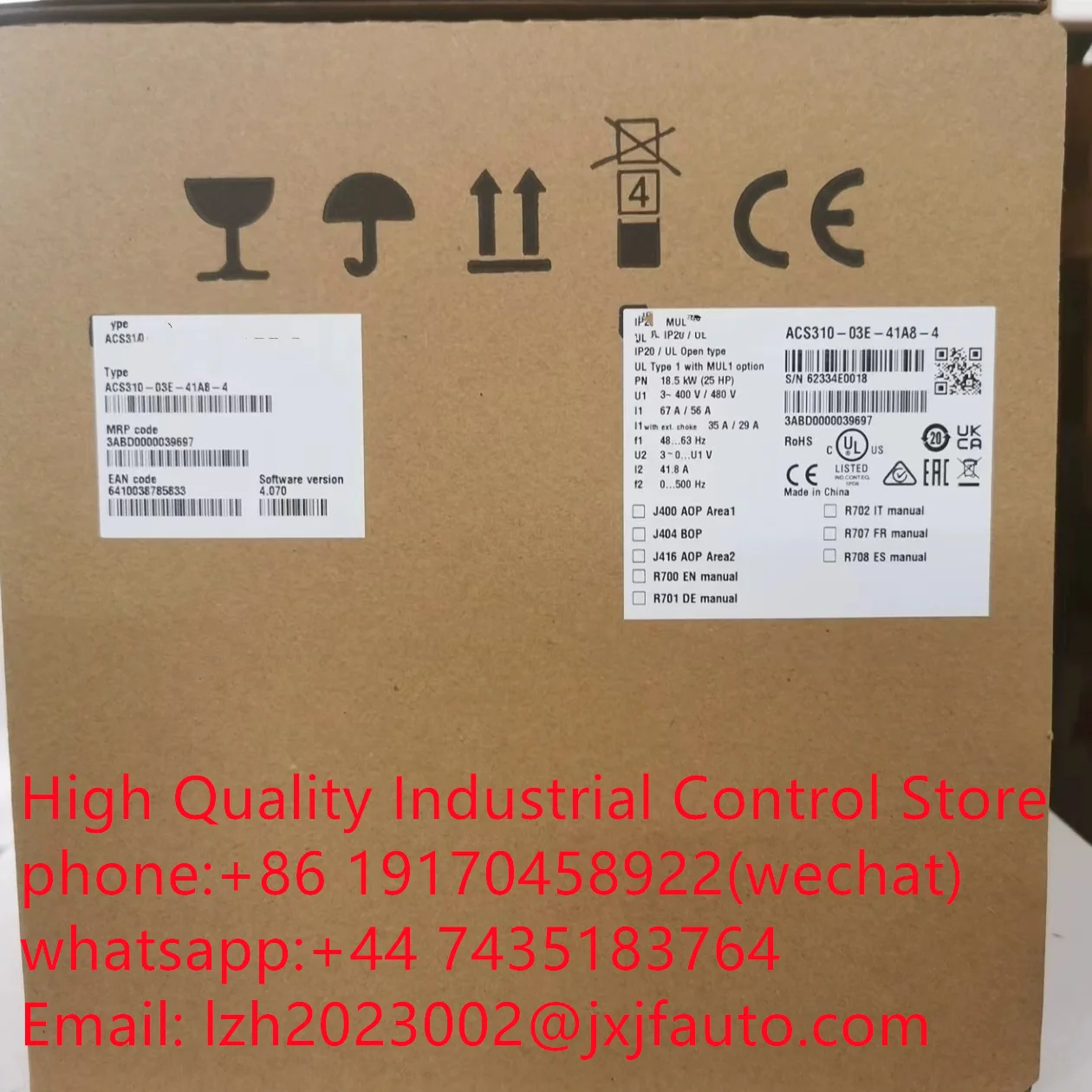 ACS310 series VFD，ACS310-03E-34A1-4，order  number 3AUA0000039636