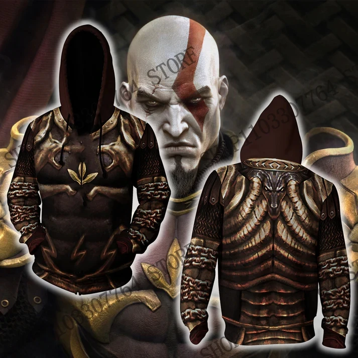 Novo anime jogo deus da guerra armadura impressão 3d hoodie das mulheres dos homens moda esporte agasalho harajuku moletom com capuz jaqueta de invern