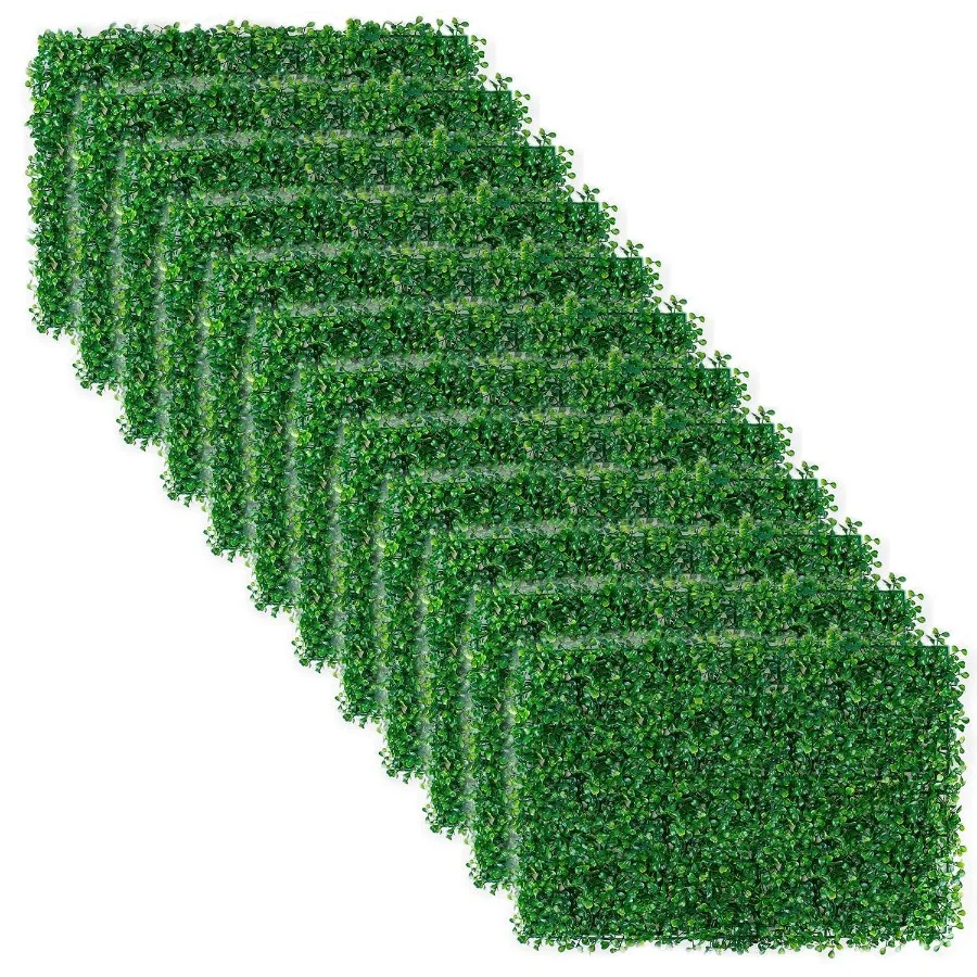 

12Pcs Artificial Boxwood Topiary Hedge Plant Grass Backdrop Fence Privacy Screen Grass Wall Dration For Balcony Garden Fence