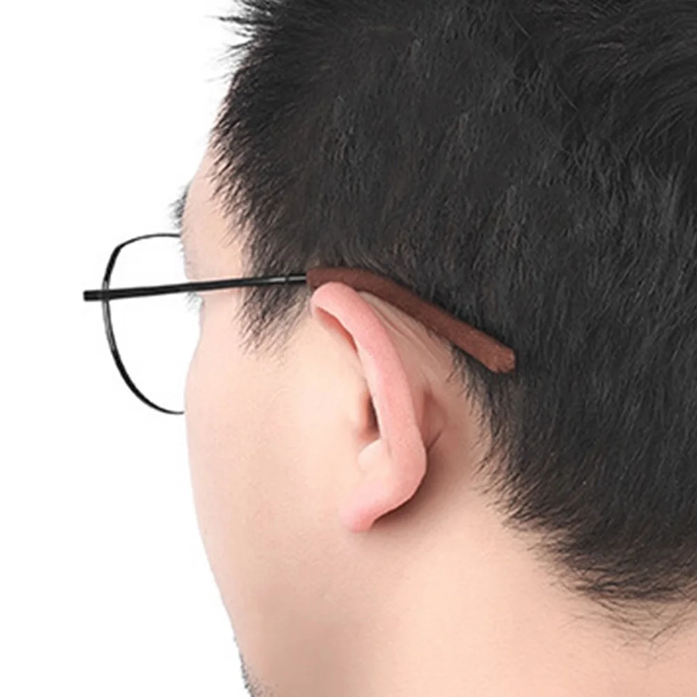 

2 Pairs Coffee Soft Knit Glasses Temple Covers Eyeglasses Ear Grips Non Slip Cushions Elastic Daily Outdoor Yoga
