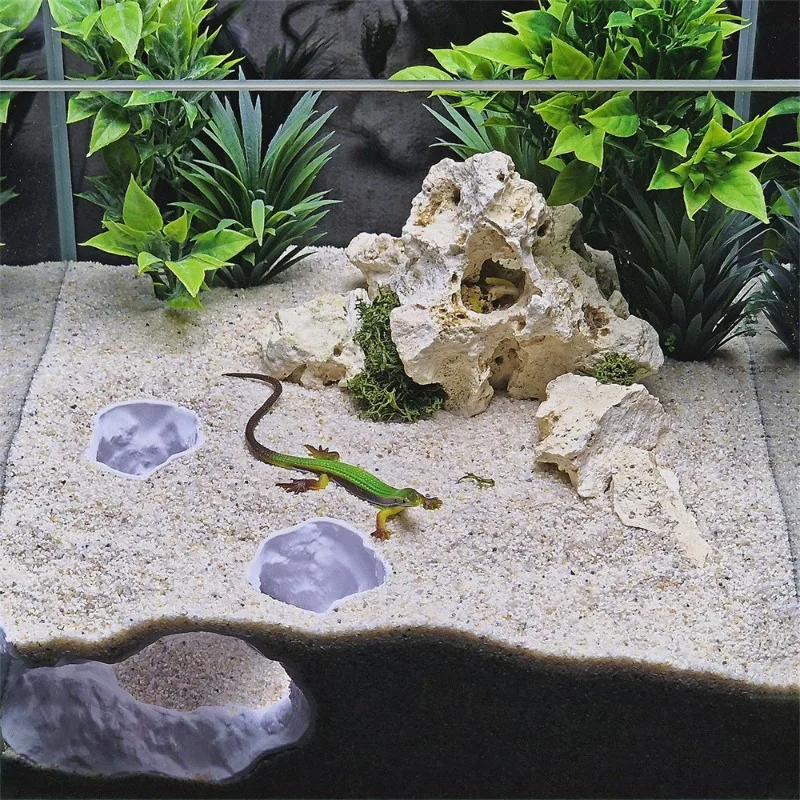 كهف صخري مقلد وإخفاء المنزل - زخرفة المناظر الطبيعية البيئية، مستلزمات الحيوانات الأليفة المائية، ديكور المهاية، ديكورات خزان الأسماك