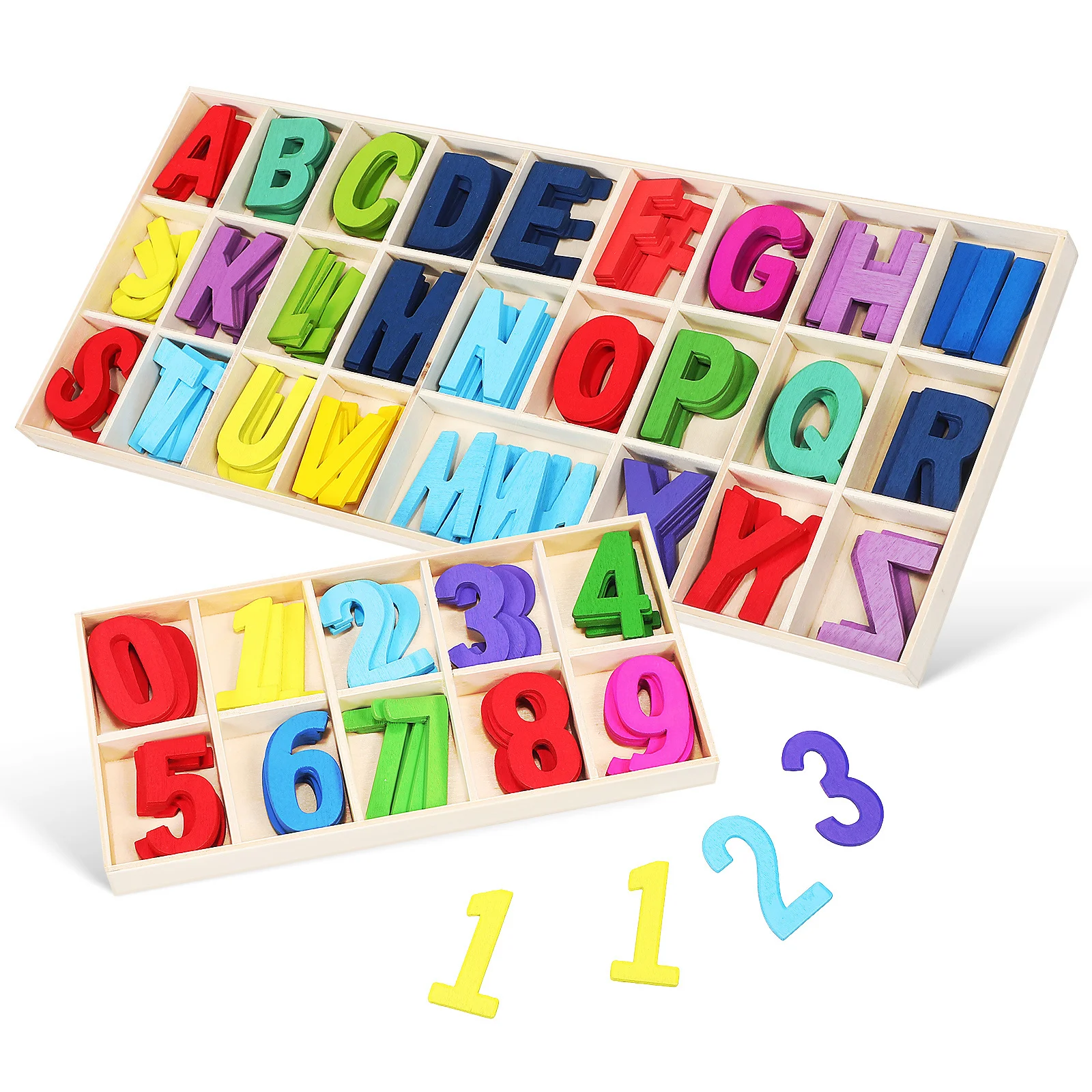 1 ensemble de lettres et chiffres en bois, Puzzle d'orthographe colorée pour enfants, blocs Alphabet d'éducation précoce, activités préscolaires, Alphabet en bois