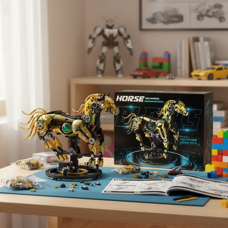 2025 mechanische Pferd Tier Bausteine Set MOC Kit Bau Modell Geschenke für Kinder Geburtstag Weihnachten Geschenke 1055PCS