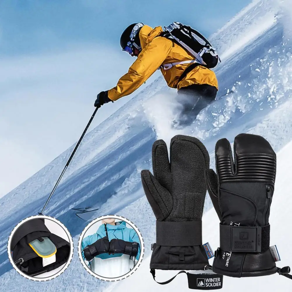 

Лыжные перчатки из козьей кожи, варежки, водонепроницаемые утолщенные зимние перчатки для сноуборда, ветрозащитные, морозостойкие, теплые перчатки