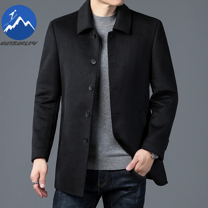 Maxbarley Wool Coat Men Designer Luxury Detachable Duck Down Jacket Warm Vest Winter 2025 New Mid-length Woolen Trench Overcoat