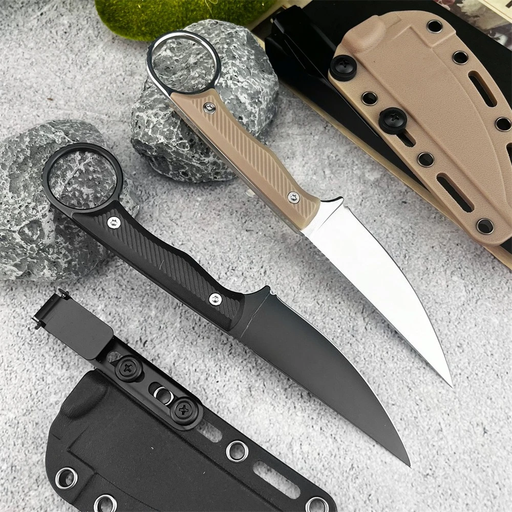 Nylon Fiber Handle Camping Fixed Blade Knife 8Cr13Mov Blade with Kydex Sheath Outdoor EDC Hunting Straight Knife