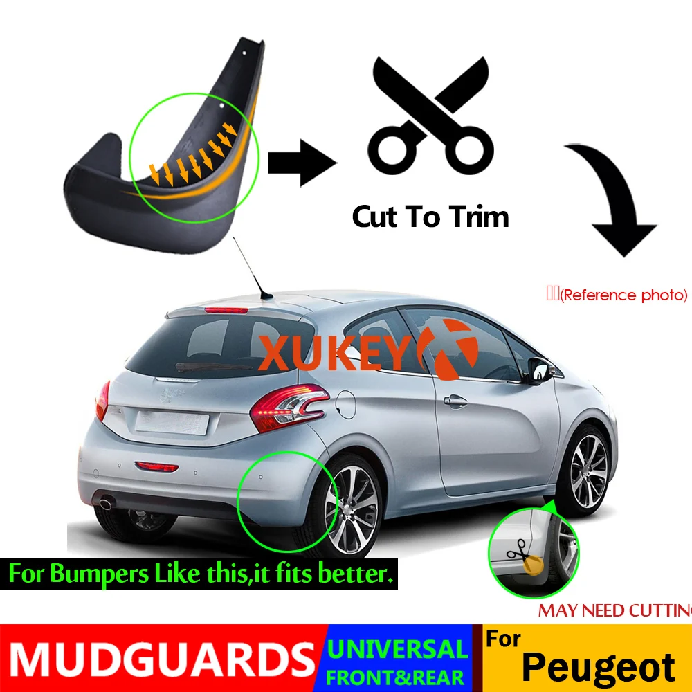 4pcs Universal Mud Flaps Mudflaps Splash Guards Mudguards Front Rear For Peugeot 107 108 207 208 407 Partner GTI SD SW CC 206