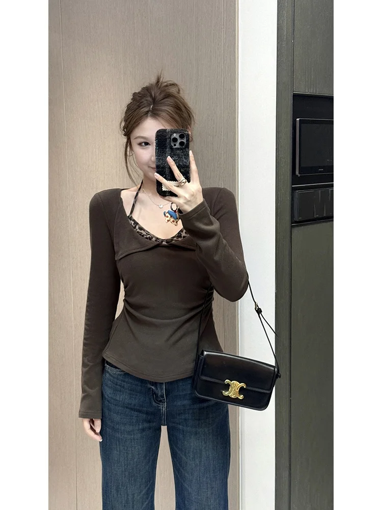 

Теплый вязаный свитер с флисовой подкладкой, однотонный, повседневный, приталенный, с длинными рукавами, из полиэфирного волокна, женский зимний топ