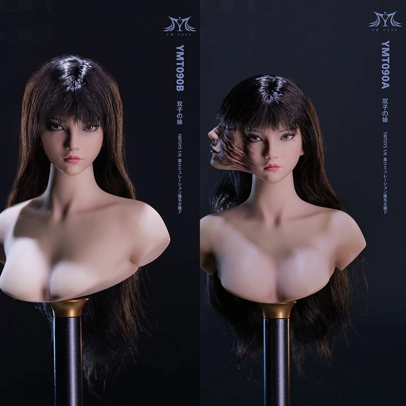 Pre-Sale YMTOYS YMT090 1/6 Twin Sister Female Head Sculpt Carving Fit 12'' PH Pale Soldier Action Figure Body