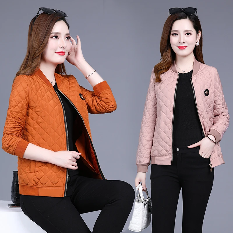 Thin Autumn Coat V-neck Quilted Jacket Middle aged Women's Coat Cross over Warm Coat Mother's Gift