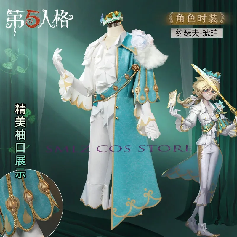 Joseph Cos Game Identity V Desaulniers Cosplay Anime Joseph Voormalig Graaf Uniform Prop Kroon Pruik Pak Party Outfit voor Man Vrouw