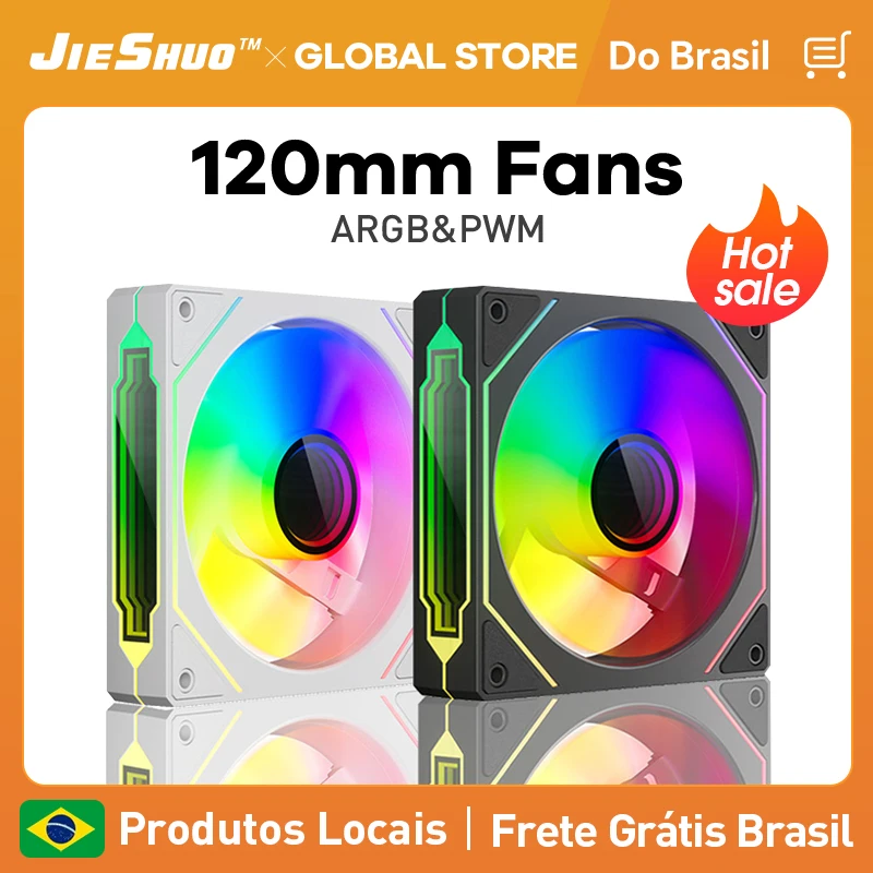

JIESHUO JS-301 Вентилятор корпуса компьютера ARGB Зеркальный цикл 120 мм 4-контактный ШИМ ПК Тихий охлаждающий вентилятор Низкий уровень шума Вентилятор корпуса