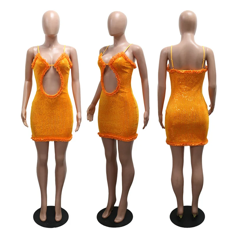 Doyerl sexy glitter lantejoulas vestido feminino festa de aniversário noite cinta com decote em v oco para fora sem costas bodycon mini vestido clubwear