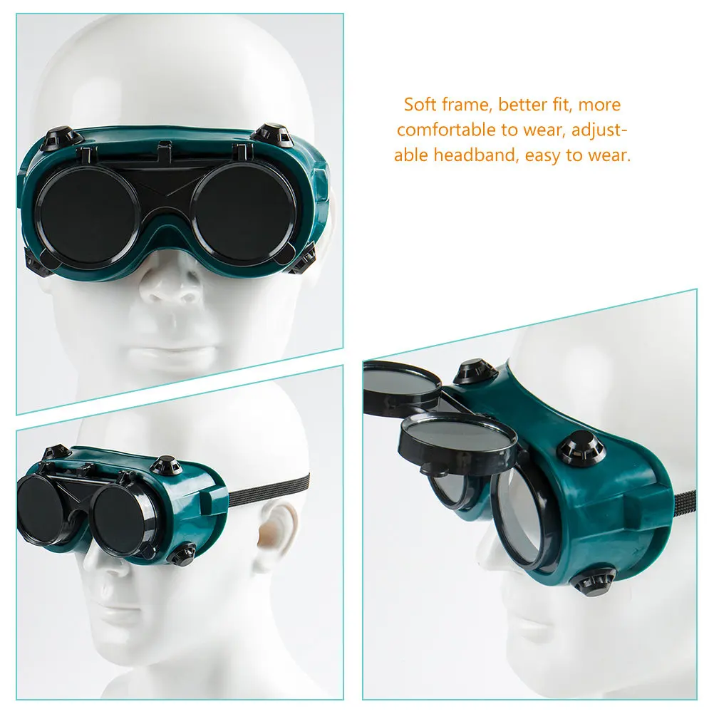 

1Pair Welding Goggles Welder Eye Protection Flip-Up Design Safety Glasses Anti-Scratch Ventilation for Grinding Cutting