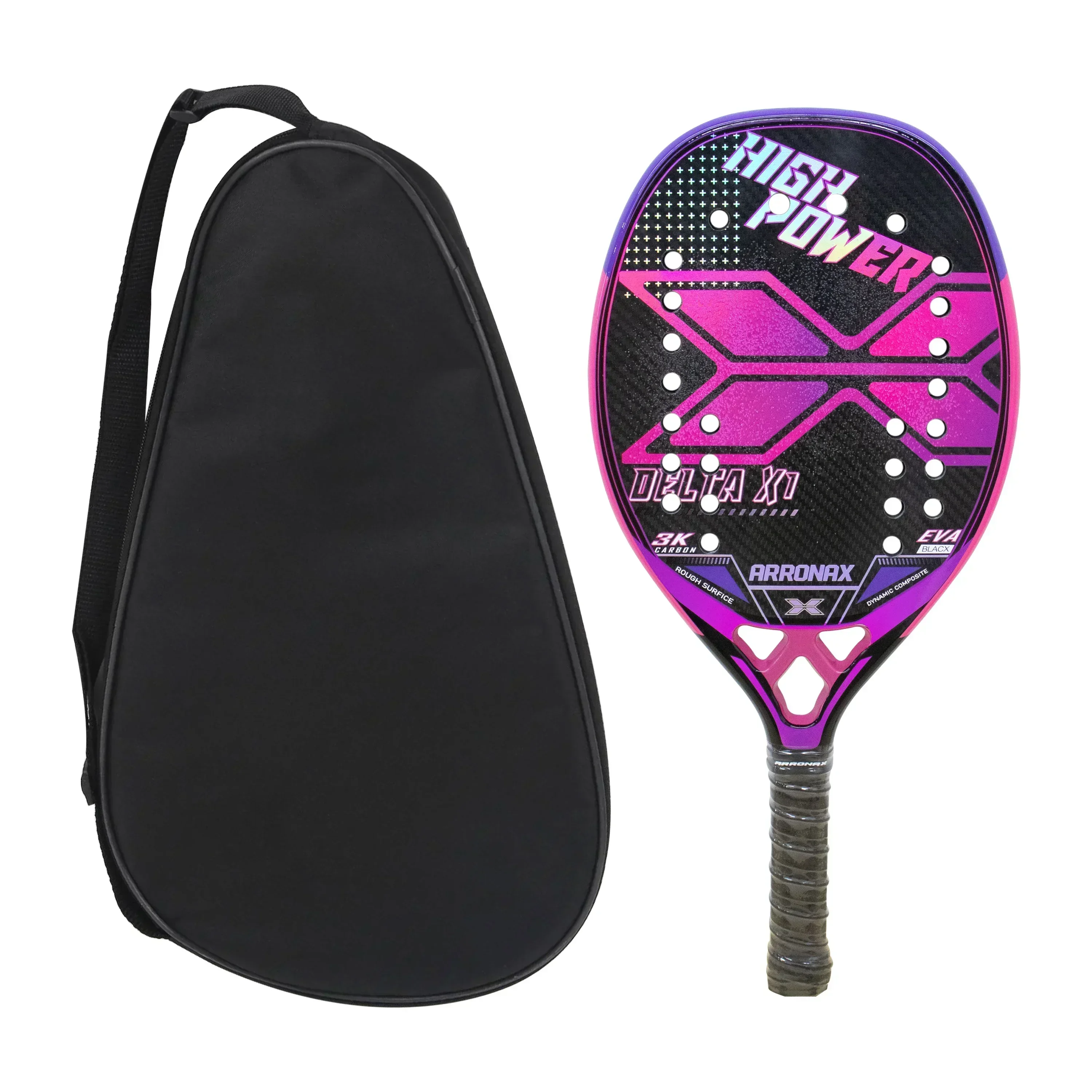 Full Carbon Fiber Beach Tennis Racket, Rough Surface, 3K, Cover Bag, Gift Presente, In Stock, 2023