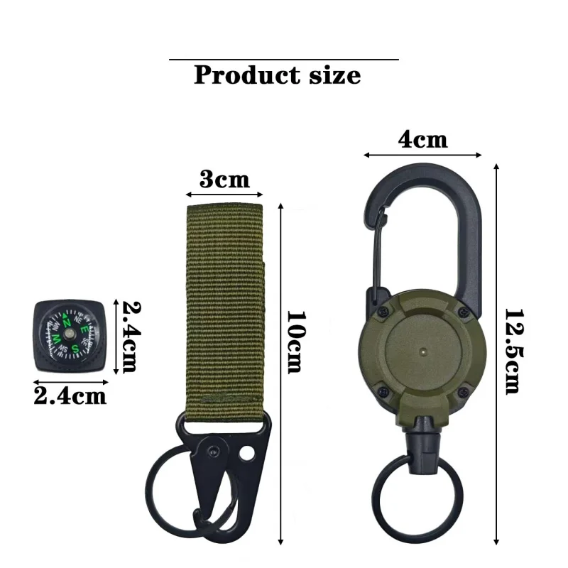 Retractable Keychain Heavy Duty Carabiner Retractable Badge Reel ID Holder Extendable Key Ring Key for 8 oz ABS Casing