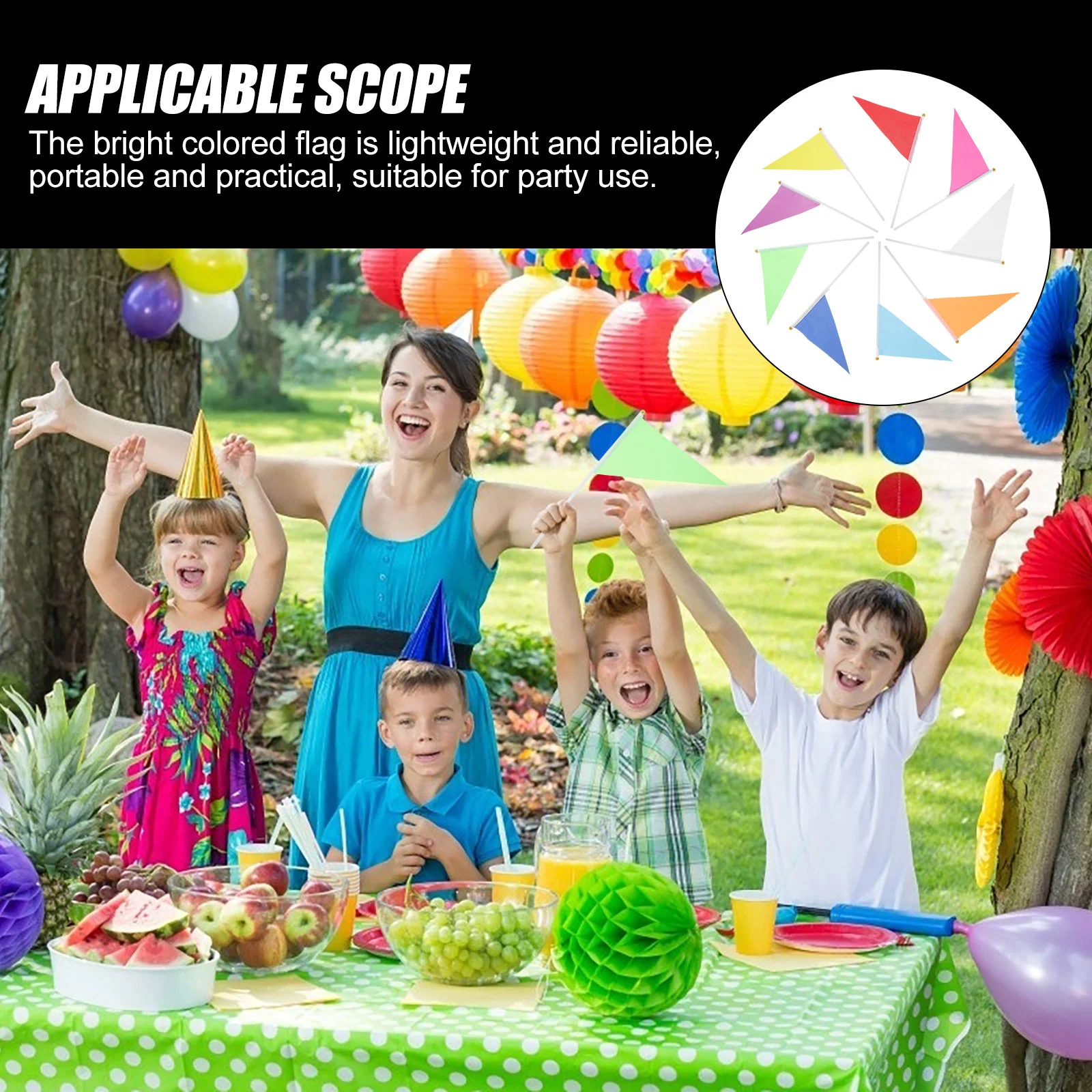 9 Pcs Kindergarten Triangular Red Flag Children's Game Props Hand (9 Colors Mixed) Polyester Small Flags Decorate Solid